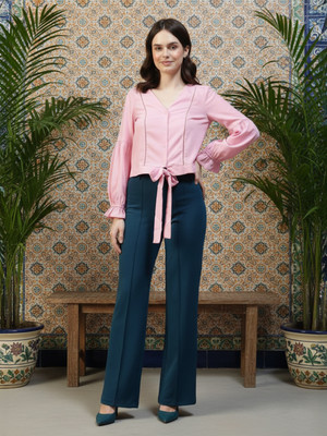 OXOLLOXO Casual Solid Women Pink Top