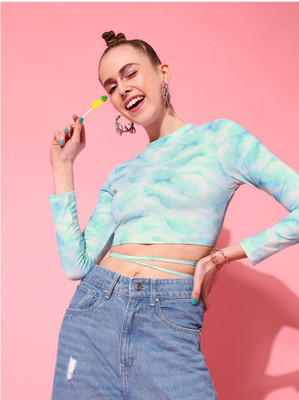 STREET9 Casual Tie & Dye Women Blue Top