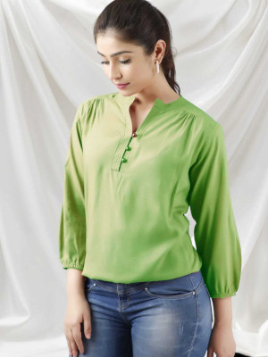 Pittra4ever Casual Solid Women Beige Top