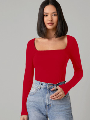 Dream Beauty Fashion Casual Solid Women Red Top