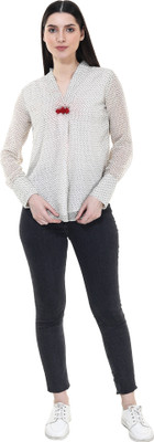 TSM Casual Polka Print Women Beige, Brown Top