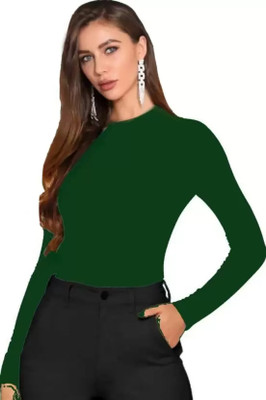 Trend For You Casual Solid Women Dark Green Top