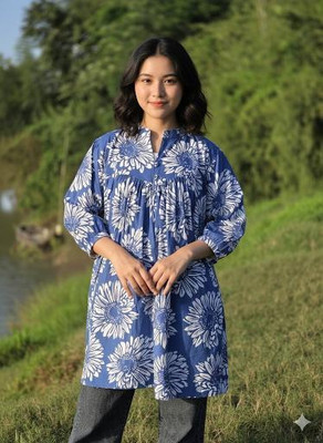 ANBA Casual Printed Women Light Blue Top