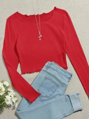 VABRU Casual Solid Women Red Top