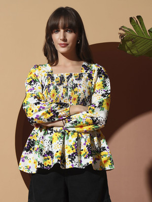 ZWERLON Casual Printed Women Multicolor Top