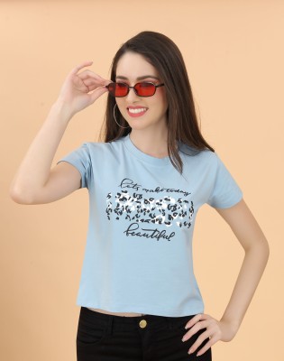 JH MART Casual Printed Women Blue Top