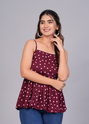 nwb Casual Printed Women Maroon, Pink Top