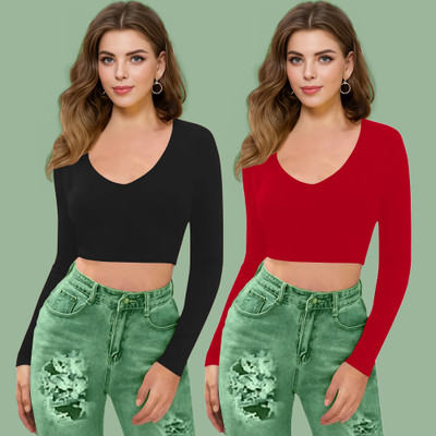 Maheshvi Casual Solid Women Red Top