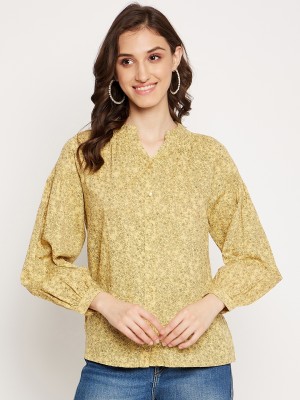 MADAME Casual Printed Women Gold Top