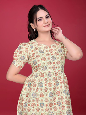 FABLISS Casual Printed Women Beige Top
