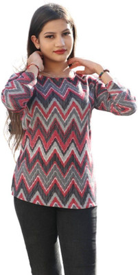 MSNICKSDESIGN Casual Chevron/Zig Zag Women Multicolor Top