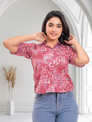 Labhanshi Creation Casual Printed Women Red Top