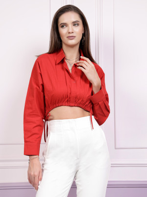 ATHENA Casual Solid Women Red Top