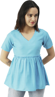 moomaya Casual Striped Women Blue Top