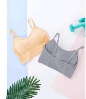 Vihrik No Women Everyday Lightly Padded Bra(Grey, Beige)