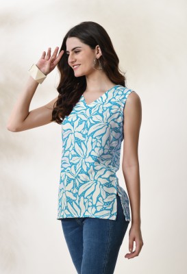 METRONAUT Casual Printed Women Light Blue Top