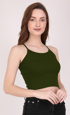 THE BLAZZE Casual Solid, Self Design Women Dark Green Top