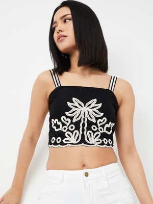 MAX Casual Printed Women Black Top