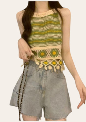 Classye Creation Casual Striped Women Green Top