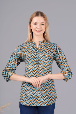 Royal Marque Casual Chevron/Zig Zag Women Multicolor Top