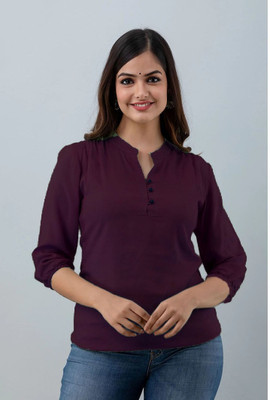 BM enterprises Casual Solid Women Purple Top