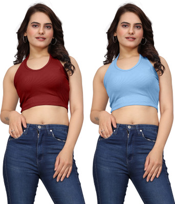 GRIVAAMBALIYA Party Solid Women Multicolor Top