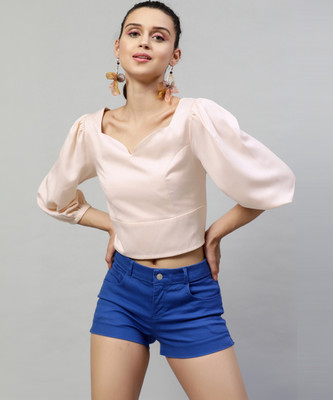 STREET9 Casual Full Sleeve Solid Women Pink Top