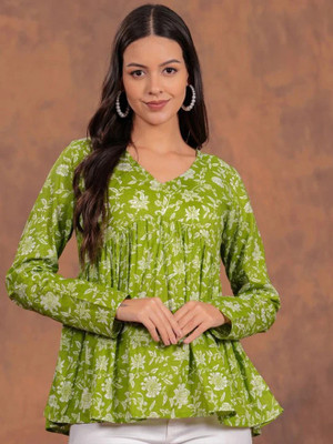 Dagar creation Casual Printed Women Green Top
