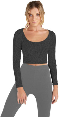 THE BLAZZE Casual Solid Women Grey Top
