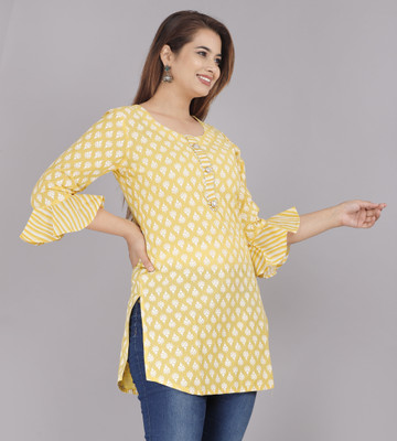 JC4U Casual Printed Women Yellow Top