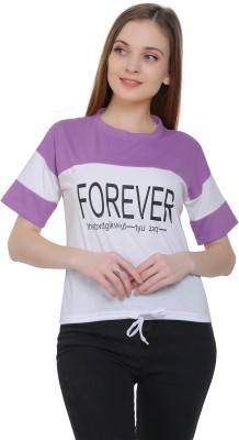 Wrobel Casual Self Design Women Purple, White Top