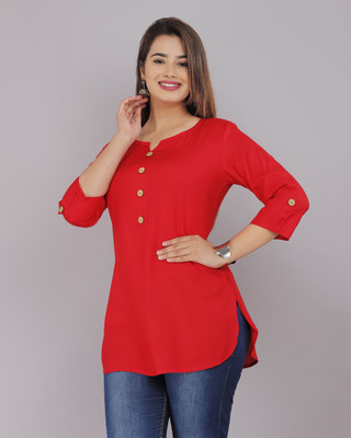RNfab Casual Solid Women Red Top