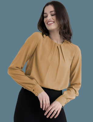 Mirana Casual Solid Women Yellow Top