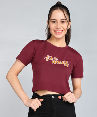 Flicfol Casual Printed Women Maroon Top