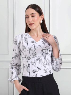 fithub Formal Printed Women White Top