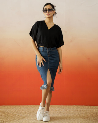 Sanskrutihomes Casual Solid Women Black Top