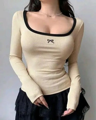 Sovi fashion Casual Self Design Women Beige Top