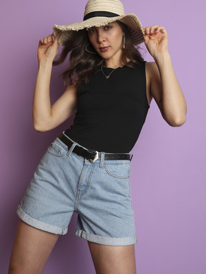 VERO MODA Casual Solid Women Black Top