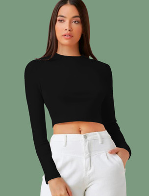 NAVYANKAA Casual Solid Women Black Top