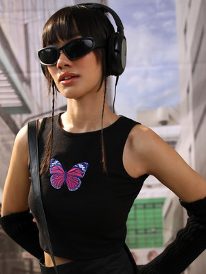 Tokyo Talkies Casual Printed Women Black Top