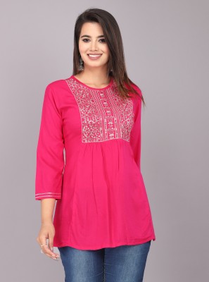 SANU FASHION Casual Embroidered Women Pink Top