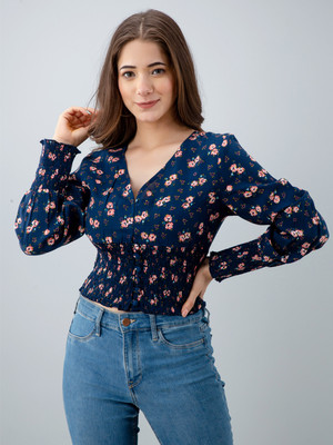 all about you Casual Printed Women Blue Top