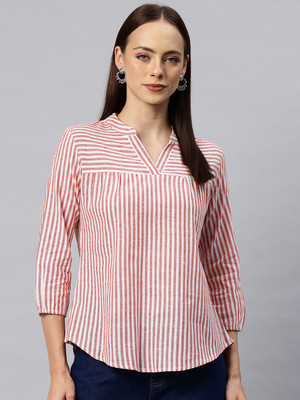 Cottinfab Casual Striped Women Red, White Top