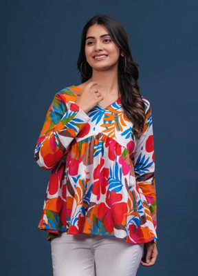 ADHIPA Casual Floral Print Women Multicolor Top