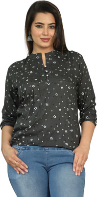 FASHION FALCON Party Polka Print Women Grey Top