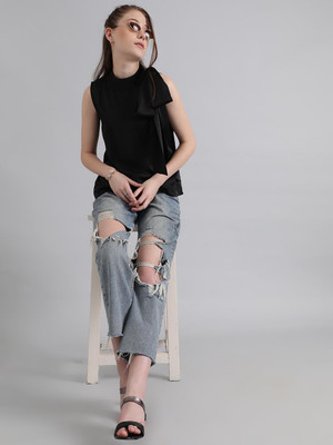 KOTTY Casual Solid Women Black Top