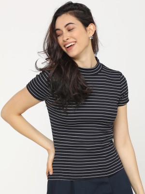 Tokyo Talkies Casual Striped Women Dark Blue Top