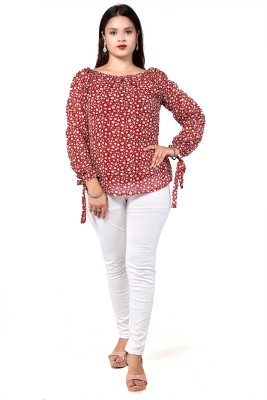 Shree Ji Casual Printed Women Maroon Top