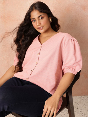 all about you Casual Self Design Women Pink Top
