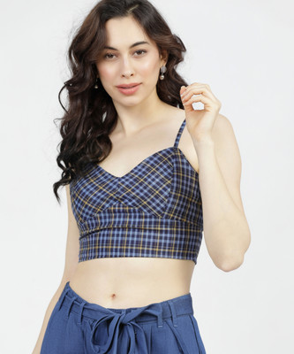 Tokyo Talkies Casual Checkered Women Blue Top